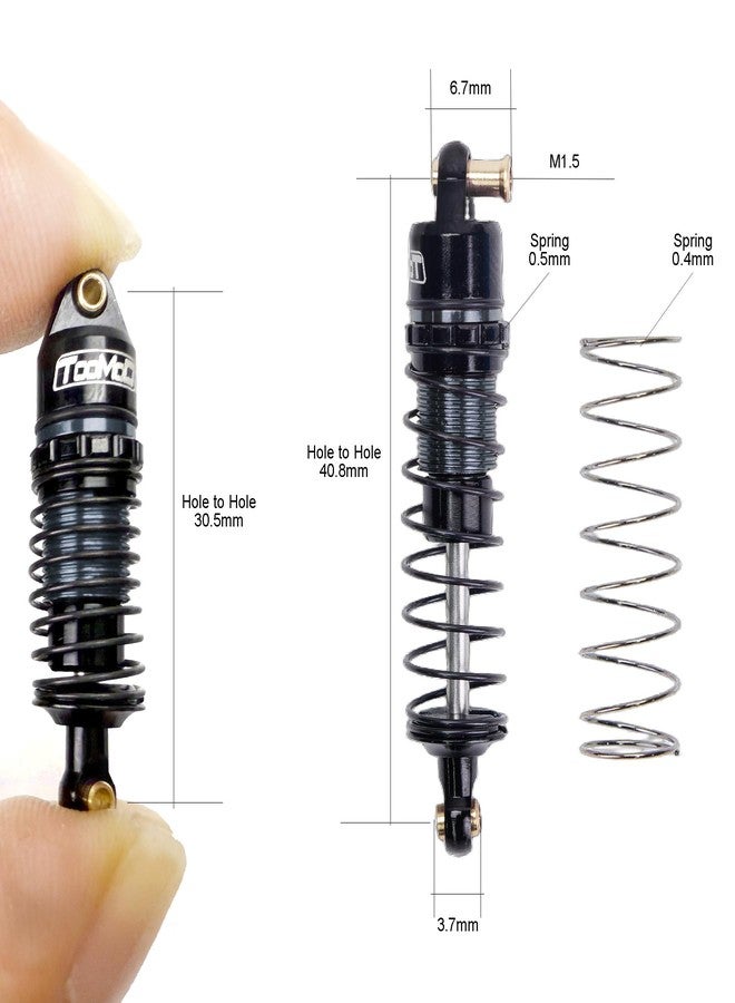 TOOMOD 40mm Aluminum Big Bore RC Oil Shock Absorber for 1/24 Axial SCX24 FCX24 Upgrade Replace Parts (Black/Gray) - Image 2
